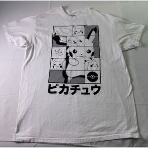 Pokemon Pikachu Manga Panel T-Shirt Japanese Text White Anime Tee Large